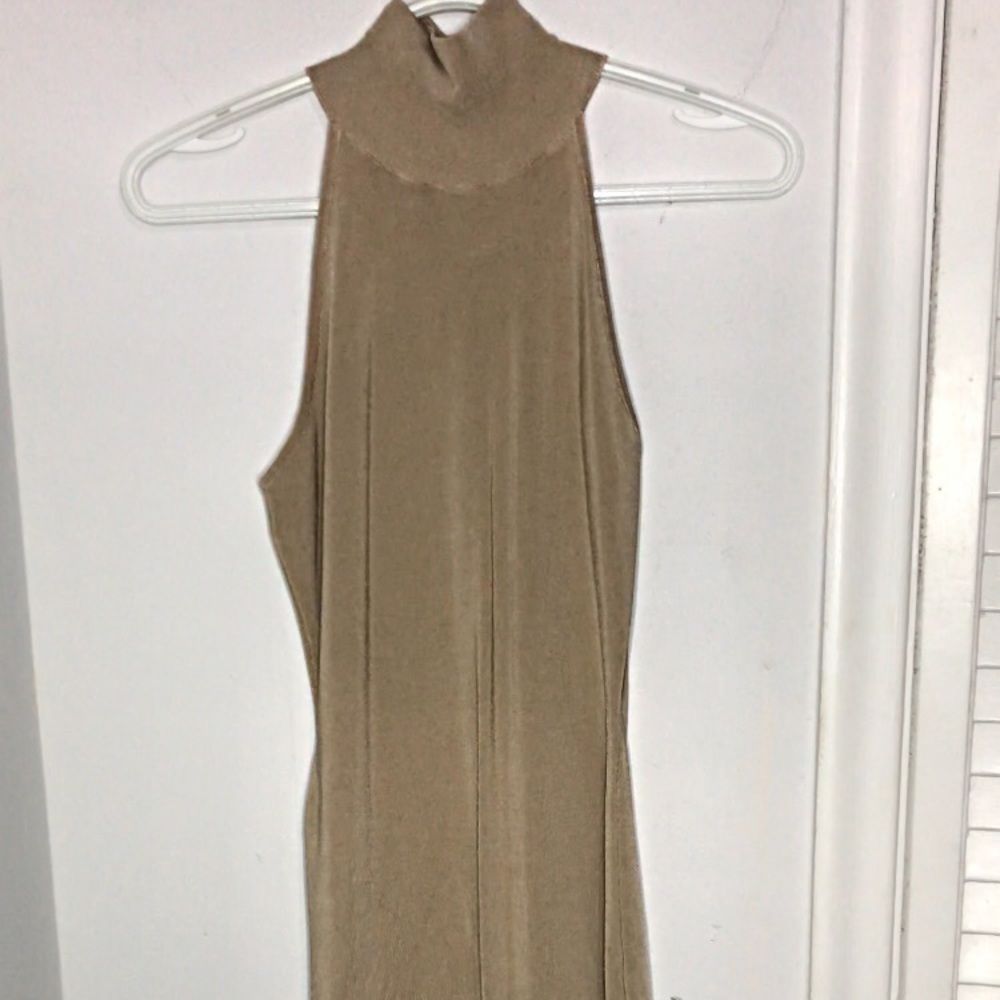 Nude Turtleneck Bodycon Maxi Dress